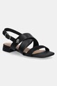 Δερμάτινα σανδάλια Tommy Hilfiger LEATHER & SUEDE FLAT SANDAL δέρμα σαμουά μαύρο FW0FW08507