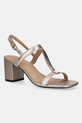 Δερμάτινα σανδάλια Tommy Hilfiger LEATHER BLOCK HEEL SANDAL METAL 5-8 cm χρυσαφί FW0FW08590