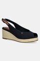 Sandále Tommy Hilfiger FLAG MID WEDGE ESPAD SLINGBACK klinový tmavomodrá FW0FW08595