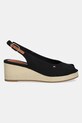 Σανδάλια Tommy Hilfiger FLAG MID WEDGE ESPAD SLINGBACK FW0FW08595 μαύρο SS25