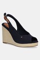 Сандалі Tommy Hilfiger FLAG HIGH WEDGE ESPAD SLINGBACK лицьова шкіра темно-синій FW0FW08597