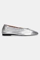 Tommy Hilfiger balerini de piele SOFT METAL LTHR BALLERINA NO BOW FW0FW08601 argintiu SS25