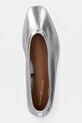 Încălțăminte Tommy Hilfiger balerini de piele SOFT METAL LTHR BALLERINA NO BOW FW0FW08601 argintiu