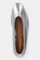 Încălțăminte Tommy Hilfiger balerini de piele SOFT METAL LTHR BALLERINA NO BOW FW0FW08601 argintiu