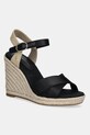 Σανδάλια Tommy Hilfiger SATIN HIGH WEDGE ESPADRILLE υφασμάτινο μαύρο FW0FW08602