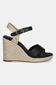 Σανδάλια Tommy Hilfiger SATIN HIGH WEDGE ESPADRILLE FW0FW08602 μαύρο SS25
