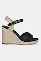 Сандалии Tommy Hilfiger SATIN HIGH WEDGE ESPADRILLE FW0FW08602 чёрный SS25