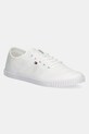Tenisice Tommy Hilfiger CANVAS LACE UP SNEAKER ravni bijela FW0FW08641