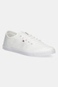 Tenisky Tommy Hilfiger CANVAS LACE UP SNEAKER plochá biela FW0FW08641