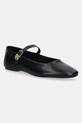 Kožené balerínky Tommy Hilfiger LEATHER MARYJANE BALLERINA čierna FW0FW08651