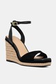 Tommy Hilfiger sandały skórzane LEATHER & SUEDE HIGH WEDGE ESPAD skóra zamszowa czarny FW0FW08803