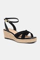Tommy Hilfiger sandale de piele LEATHER & SUEDE MID WEDGE ESPAD piele negru FW0FW08804
