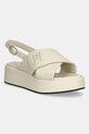 Tommy Hilfiger sandali in pelle TH LOGO HW PADDED LEATHER SANDAL pelle fiore beige FW0FW08808