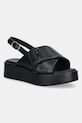 Tommy Hilfiger sandale de piele TH LOGO HW PADDED LEATHER SANDAL platformă negru FW0FW08808