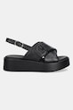 Tommy Hilfiger sandale de piele TH LOGO HW PADDED LEATHER SANDAL FW0FW08808 negru SS25
