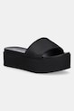 Calvin Klein Jeans klapki FLATFORM SANDAL SLIDE IN NYLON 5-8 cm czarny YW0YW01791