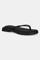 Calvin Klein Jeans papuci SQ LOW WEDGE SANDAL STITCH sintetic negru YW0YW01716