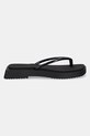 Calvin Klein Jeans papuci SQ LOW WEDGE SANDAL STITCH YW0YW01716 negru SS25