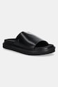 Calvin Klein Jeans klapki FLAT MOLDED SANDAL SLIDE imitacja skóry licowej czarny YW0YW01710