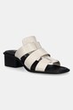 Calvin Klein Jeans klapki HEEL SQUARE MG LTH imitacja skóry licowej beżowy YW0YW01702