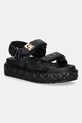 Δερμάτινα σανδάλια Steve Madden Bigmona ίσια πλατφόρμα μαύρο SM11003458.055