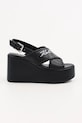 Karl Lagerfeld sandale de piele WENDY coturn negru KL33372.000