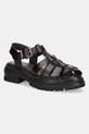 Jonak sandale de piele ABRAHAM platformă burgundia 3600019