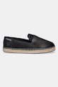 Calvin Klein espadrile de piele ESPADRILLE W/CK HW - LTH HW0HW02390 negru SS25