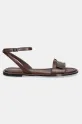 Kožené sandále Calvin Klein FLAT SANDAL W/CK HW - LTH HW0HW02367 hnedá SS25