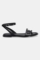 Calvin Klein sandały skórzane FLAT SANDAL W/CK HW - LTH HW0HW02367 czarny SS25
