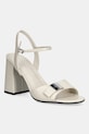 Calvin Klein sandały nubukowe HEEL SANDAL 85 W/CK HW - LTH słupek beżowy HW0HW02485
