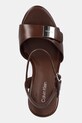 Calvin Klein sandale din nubuc HEEL SANDAL 85 W/CK HW - LTH maro HW0HW02485