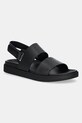 Calvin Klein sandale de piele FLAT ADJ SANDAL EYELET piele negru HW0HW02488