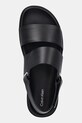 Calvin Klein sandale de piele FLAT ADJ SANDAL EYELET negru HW0HW02488