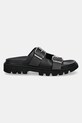 Kožené šľapky Tommy Jeans DOUBLE STRAP SANDAL EN0EN02753 čierna SS25