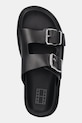 Kožené šľapky Tommy Jeans DOUBLE STRAP SANDAL čierna EN0EN02753