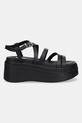 Δερμάτινα σανδάλια Tommy Jeans WEDGY STRAPPY SANDAL EN0EN02756 μαύρο SS25