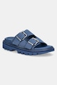 Παντόφλες σουέτ Tommy Jeans DOUBLE STRAP SANDAL SUEDE ίσια πλατφόρμα μπλε EN0EN02797