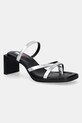Kožené šľapky Tommy Jeans THE SOHO SANDAL METALLIC usňová koža strieborná EN0EN02801