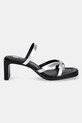 Kožené šľapky Tommy Jeans THE SOHO SANDAL METALLIC EN0EN02801 strieborná SS25