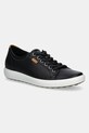 Ecco sneakersy skórzane Soft 7 Shoe Lace Up płaska czarny 430003.01001