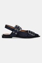 Балетки GANNI Feminine Buckle Ballerina Denim S2797 тёмно-синий SS25