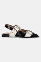GANNI balerini Feminine Buckle Ballerina Naplack S2871 negru SS25