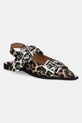 Балетки GANNI Feminine Buckle Ballerina Satin Print открытая пятка коричневый S2947