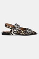 Балетки GANNI Feminine Buckle Ballerina Satin Print S2947 коричневый SS25