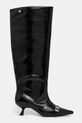 GANNI cizme Eyelets Slouchy High Shaft Boot Naplack S2835 negru SS25