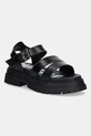 Σανδάλια Buffalo Lennox Ts Sandal απομίμηση λείου δέρματος μαύρο 1602274.BLK