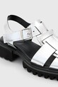 AllSaints sandały skórzane Tess Sandal srebrny W042FC