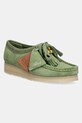 Σουέτ κλειστά παπούτσια Clarks Originals Wallabee ίσια πλατφόρμα πράσινο 26180167