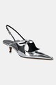 Proenza Schouler szpilki skórzane Slash odkryta pięta srebrny SH252038.F001WF.041